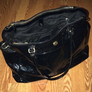 Patten leather Coach diaper bag